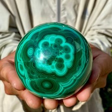 1.6LB Rare Natural Malachite quartz hand Carved sphere Crystal Healing picture