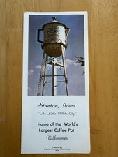 Vintage 1974 Stanton Iowa Travel Tourist Brochure World's Largest Coffee Pot USA picture