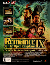 Koei Romance Three Kingdoms IX PS2 2004 Vintage Print Ad Strategy Game picture