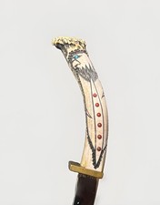 Ted Miller Custom Made Eagle Head Fixed Blade Knife Turquoise Stone picture