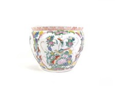 Vintage Chinese Famille Rose Fish Bowl Planter Goldfish Koi Cachepot Jardiniere  picture