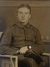 WWI German Soldier CDV Studio Photograph w Wristlet. wristwatch. clock. Aviator? picture