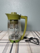 Vtg SUNBEAM Deluxe Glass Percolator P-CJ Avocado Green Wheat 70s See Description picture