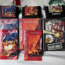 Disneys Aladdin, The Lion King & Midnight Resistance Sega Genesis Bundle Lot CIB picture