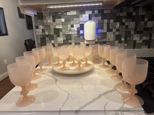 Vintage French Portieux Vallerysthal Pink Opaline Goblets Set Of 17 Or Single picture