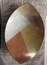 Metales Casados Large RARE Eye-Shape Bowl Modern Mixed Metals Mexico Footed MCM  picture