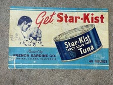 RARE 1944 - 1948 STAR-KIST Tuna 48 Can Shipping Box BOX LABEL NICE picture