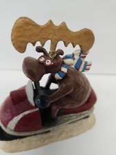 Rodney Leeseberg Moose On Snowmobile Ornament 2001 Vtg Hand Signed 2002  picture