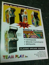 Team Play 3 IN 1 CENTIPEDE, MILLIPEDE, MISSILE COMMAND flyer- good original picture