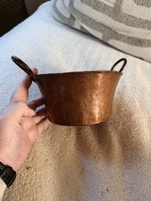 Antique Hand Hammered Copper Pot Double Handles Cauldron picture
