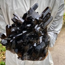 4.56LB Large Natural Smoky Black Quartz Cluster Crystal Specimen Healing picture