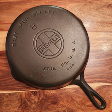 Griswold #8 Cast Iron Skillet 704, Large Block Logo, EPU, Restored, Sits Flat picture