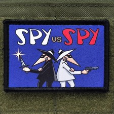 Spy Vs Spy Patch Moral Tactical Retro Comic USA Made Flag Hook & Loop 3x2 picture