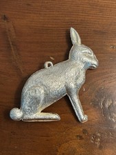 Antique German Dresden Paper Rabbit Ornament 3D Silver Embossed Furth 1920s picture