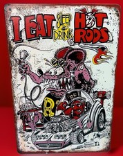 RAT FINK Ed Big Daddy Roth RF I Eat Hot Rod 12” Metal Sign Chevy Ford Gasser GTO picture