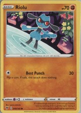 2020 POKÉMON SWORD AND SHIELD DRIPPING DAWN #90 RIOLU FULL ART picture