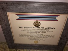 DEFENSE CIVILIAN HUMANITARIAN SERVICE COMMEMORATIVE AWARD CERTIFICATE ~ Type-1 picture