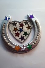 decorated silver horseshoe with stars & beads picture