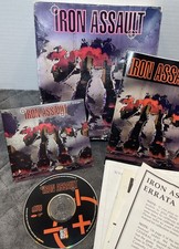 Iron Assault PC Game 1994 IBM CD-ROM Big Box Mech Battle Sim W/ Manual Vintage picture