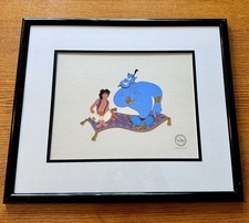 Disney Aladdin Serigraph Cel - Genie & Magic Carpet - Framed with COA (1992) picture