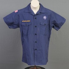 Boys Large Official BSA Boy Scout Cub Scout Short Sleeve Shirt ~ Blue     -0552 picture