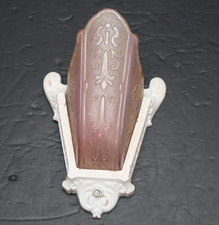 ATQ 1930s Art Deco Etruscan Slip Shade Moe Bridges Wall Sconce Light Fixture VTG picture