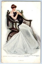 c1910s A Witch Pretty Woman With Black Cat Clarence F. Underwood Signed Postcard picture