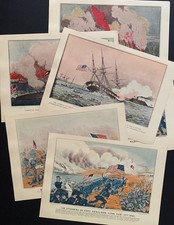 Currier & Ives Civil War 1960s Six Reproduction Prints of Battles Portfolio #2 picture