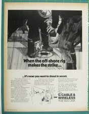 Print Ad Cable Wireless Offshore Rig Contact Services Vintage 1972 picture