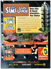 The Sims Livin' Large - PC Game - Vintage Original Print Ad/Poster Promo 2000 picture