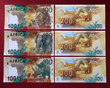 Lot 3pcs Africa Wildlife 100 Fantasy Polymer Banknote Lion Elephant Rhino/unc picture