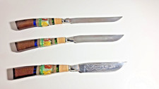 Vintage Handmade Prison Art Style Knife Set 3 Pc Souvenir Lucite Handles picture