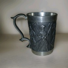 VINTAGE MULLINGAR PEWTER IRELAND MEDIEVAL TANKARD STEIN picture
