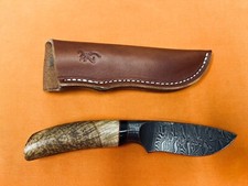 Browning Storm Front Big Belly Skinner Wood Fixed Damascus Steel Blade Knife 218 picture
