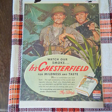 Chesterfield 1943 Print Ad U.S. Marine Raiders WWII War Theme, Green/Beige picture