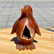310G Natural Agate Hand Carved Penguin Figurine, Cute Crystal Animal Statue picture