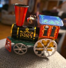 Vintage 1985 Tin Train Hallmark Christmas Tree Ornament Holiday 4” picture