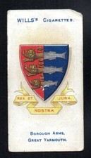 GREAT YARMOUTH BOROUGH ARMS 1905 W.D. & H.O. WILLS CIGARETTES ARMS #99 NO CREASE picture