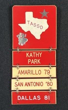 Vintage 1979-81 TASSD Texas Association Single Square Dancers Pin Badge Hangers picture