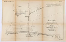 1878 Hannibal Railway & Highway Draw Bridge  MISSOURI Map ORIGINAL ANTIQUE picture