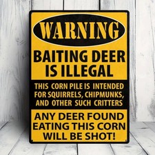 Vintage Warning Deer Baiting Is Illegal Tin Metal Signs Home Décor Art - Durable picture