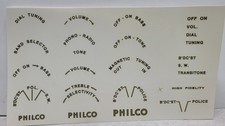 Philco Radio Control Knob Function Decals Waterslide Sheets Antique Restoration picture