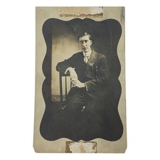 Vtg 1910s Elmer George Zeigler RPPC Young Man Suit Portrait Real Photo Postcard picture