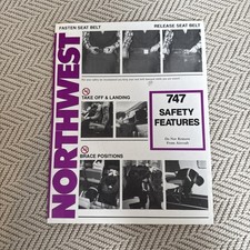 NORTHWEST AIRLINES Vintage Boeing 747 Safety Card - Rare Collectible picture