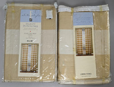 Majesty Dupioni Silk Plaid Panel Curtains IVORY (2), 42x96 NEW - Linens N Things picture
