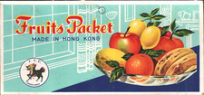 1940s FRUITS PACKET vintage product cardboard heading UNICORN BRAND Hong Kong picture