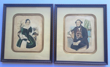 C.1853 FOLK ART PAINTINGS NOT DAGUERREOTYPE ELEGANT GERMAN COUPLE LADY WITH DAG picture