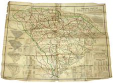 VINTAGE 1914 OFFICIAL MAP OF SOUTH CAROLINA SHOWING THE MAIN PUBLIC HIGHWAYS SC picture