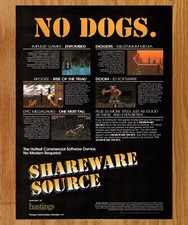 Shareware Source Demo Doom No Dogs - Video Game Print Ad / Poster Promo Art 1995 picture