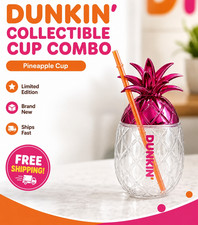 Limited Edition Dunkin Donuts' Pineapple Cup🍍 New Authentic With Straw picture